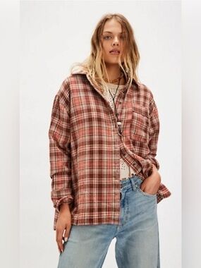 We The Free Hallie Plaid Shirt in Cocoa Combo